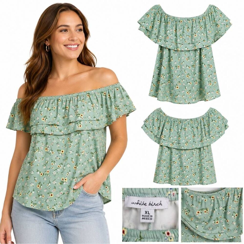 White Birch XL Floral Top